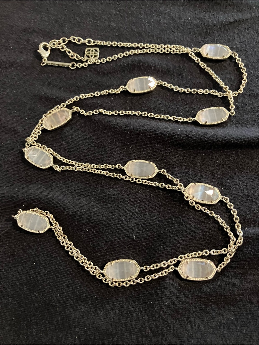 Kendra Scott Kellie Gold Necklace with Grey Cat’s Eye Stones
